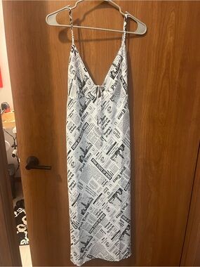 PINK Victoria's Secret Black & White Newspaper Print Slip Dress